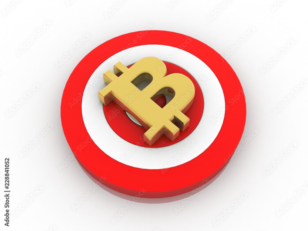 Poster 3d rendering bitcoin sign with target