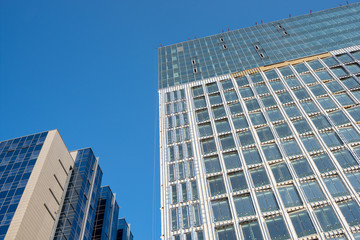 High office building under construction and blue sky