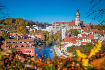 Poster Im Rahmen Historic town of Cesky Krumlov in fall, Bohemia, Czech Republic © JFL Photography