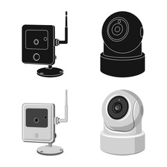 Isolated object of cctv and camera sign. Set of cctv and system vector icon for stock.
