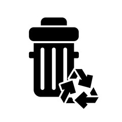 bin with recycle arrows symbol
