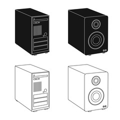 Obraz premium Vector design of laptop and device logo. Set of laptop and server vector icon for stock.