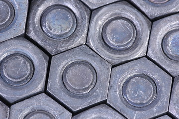 Obraz premium Steel bolts and nuts close-up