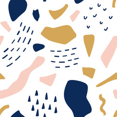 Geometric memphis abstract seamless pattern. Fashion fabric background illustration