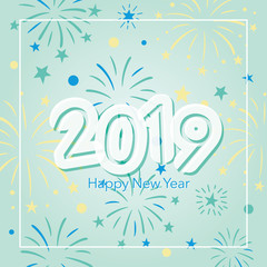 Fototapeta na wymiar Happy new year illustration with fireworks