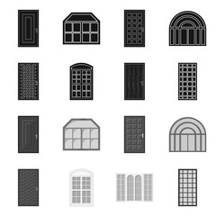 Obraz premium Vector design of door and front icon. Collection of door and wooden stock symbol for web.