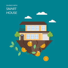 Savings with smart house vector flat illustration