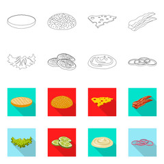 Vector illustration of burger and sandwich symbol. Collection of burger and slice stock vector illustration.