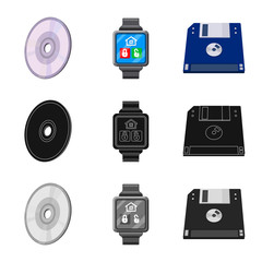 Vector design of laptop and device symbol. Set of laptop and server vector icon for stock.