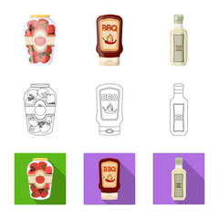 Isolated object of can and food icon. Collection of can and package stock symbol for web.