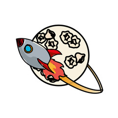 Fototapeta premium moon with rocket flying