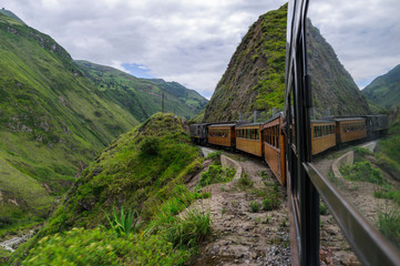 Train ride in the Andes of Ecuador / Train ride in the Andes to the Devil's Nose in Ecuador, South...