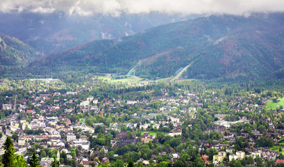 Summer panorama of Zakopane city