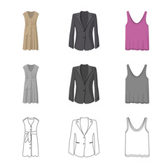 Vector design of woman and clothing symbol. Set of woman and wear vector icon for stock.