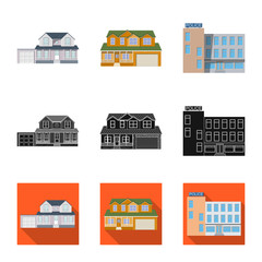 Naklejka premium Vector design of building and front sign. Collection of building and roof stock symbol for web.