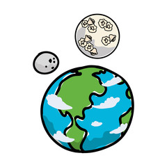 world planet earth with moon