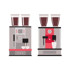 Coffee machine set isolated on white background Kitchen appliance