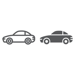 Car line and glyph icon, traffic and vehicle, automobile sign, vector graphics, a linear pattern on a white background.