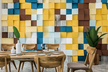 Colorful dining room interior close up