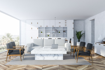 White living room interior, marble table