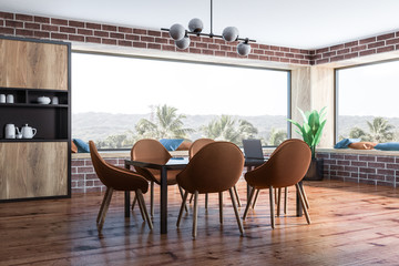 Brick panoramic dining room corner