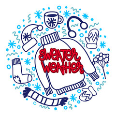 Doodle Christmas wear: sock for gifts, hat, mittens