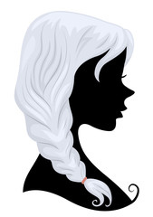 Silhouette Girl Gray Hair Illustration