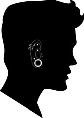 Silhouette Man Ear Tunnel Studs Illustration