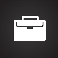 Briefcase on black background icon