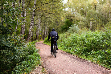 Bicyclist in the park. Outdoor, sport