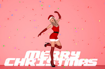 Happy woman in christmas outfit enjoying holidays season,3d rendering