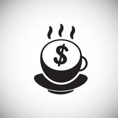 Business dollar cup on white background icon