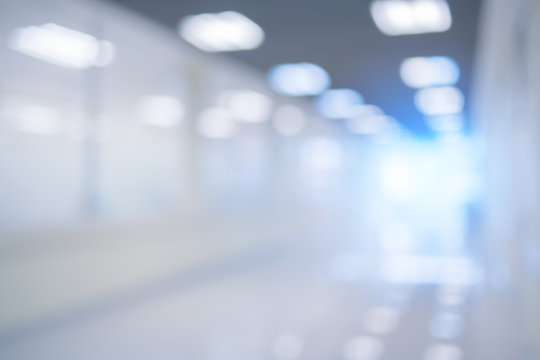 abstract blur image background of clinic hospital walkway corridor