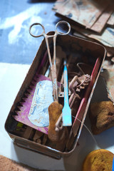 tools for pottery on the table