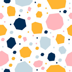 Abstract seamless pattern background. Childish geometric cover for design birthday card, wallpaper, holiday wrapping paper, shop seasonal sale advertising, textile fabric, bag print, t shirt etc.