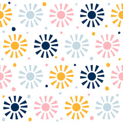 Abstract seamless pattern background. Childish geometric cover for design birthday card, wallpaper, holiday wrapping paper, shop seasonal sale advertising, textile fabric, bag print, t shirt etc.