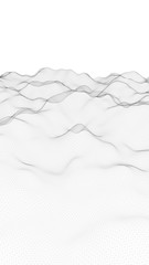 Abstract landscape on a white background. Cyberspace grid. Hi-tech network. Vertical image orientation. 3D illustration