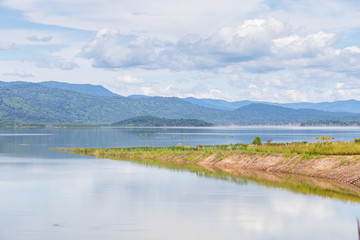 Fototapeta na wymiar Naruebodindrachinta reservoir on sunny day in Prachinburi 