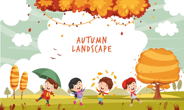 Vector Illustration Of Autumn Children
