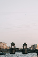 Elements of architecture of historical buildings. The streets of St. Petersburg with its bridges...