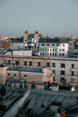Fototapeta na wymiar Night view of the city from the roof. Panorama Of St. Petersburg. Architecture and streets