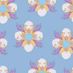 Colorful floral seamless background pattern. Wallpaper, pattern fills, web page background,surface textures, textile design template. Vector illustration