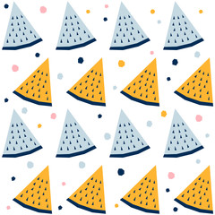 Abstract seamless pattern background. Childish application geometric cover for design birthday card, wallpaper, holiday wrapping paper, shop sale advertising, textile fabric, bag print, t shirt etc.