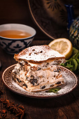 Uzbek dessert with honey baklava