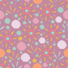 Colorful floral seamless background pattern. Hand - drawn elements.Vector illustration