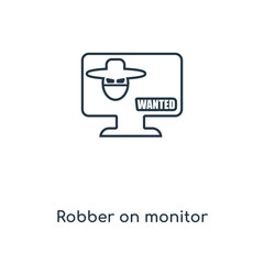 robber on monitor icon vector