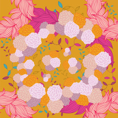 Colorful floral seamless background pattern.Wallpaper, pattern fills, web page background,surface textures, textile design template. Vector illustration