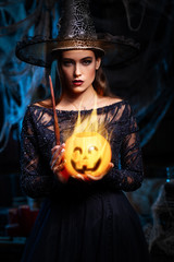 witch celebrating halloween
