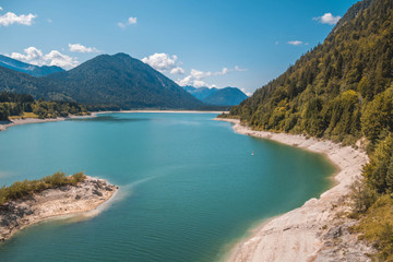 Beautiful alpine view at the Sylvenstein lake - Bavaria