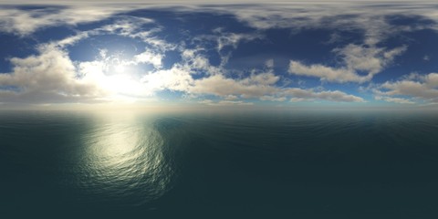 panorama of sea sunset. Environment map. HDRI . equidistant projection. Spherical panorama. landscape. 3d rendering
